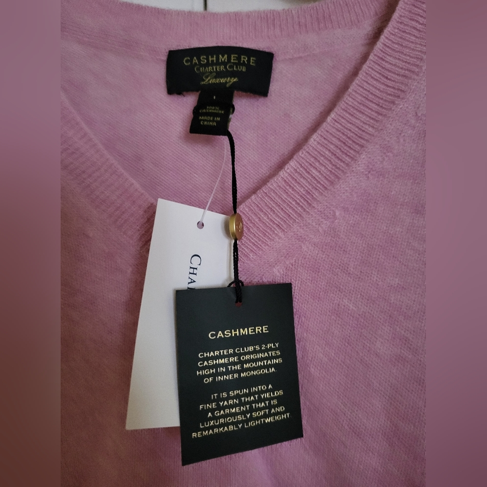NWT Cashmere Charter Club Pink Sweater Sz L - Picture 3 of 3